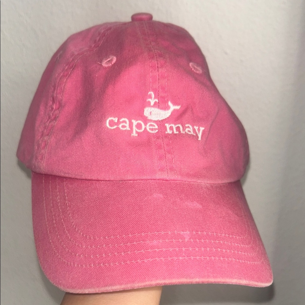 Pink Cape May Whale Embroidered Cap